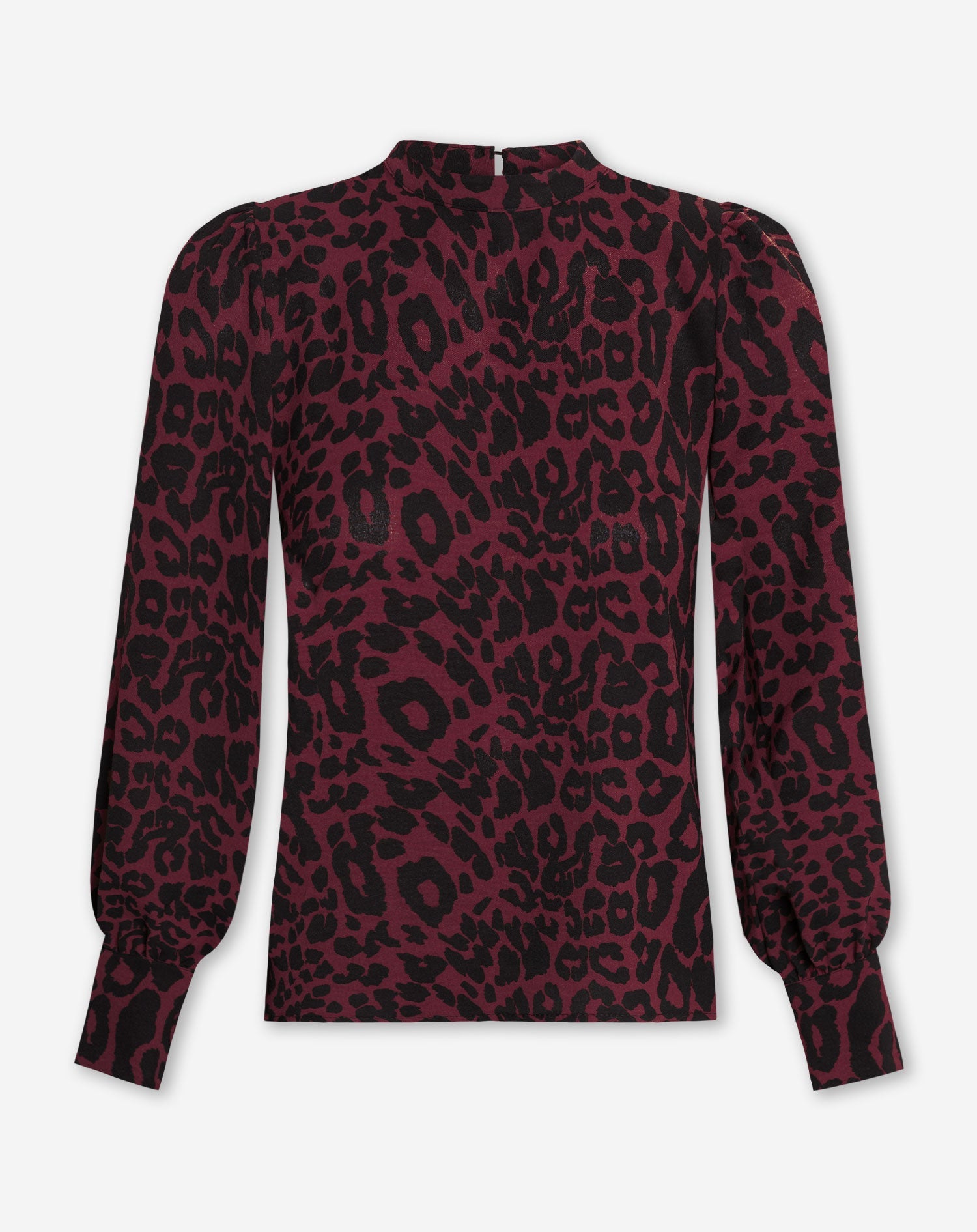 LEOPARD LONG SLEEVE TOP BURGUNDY