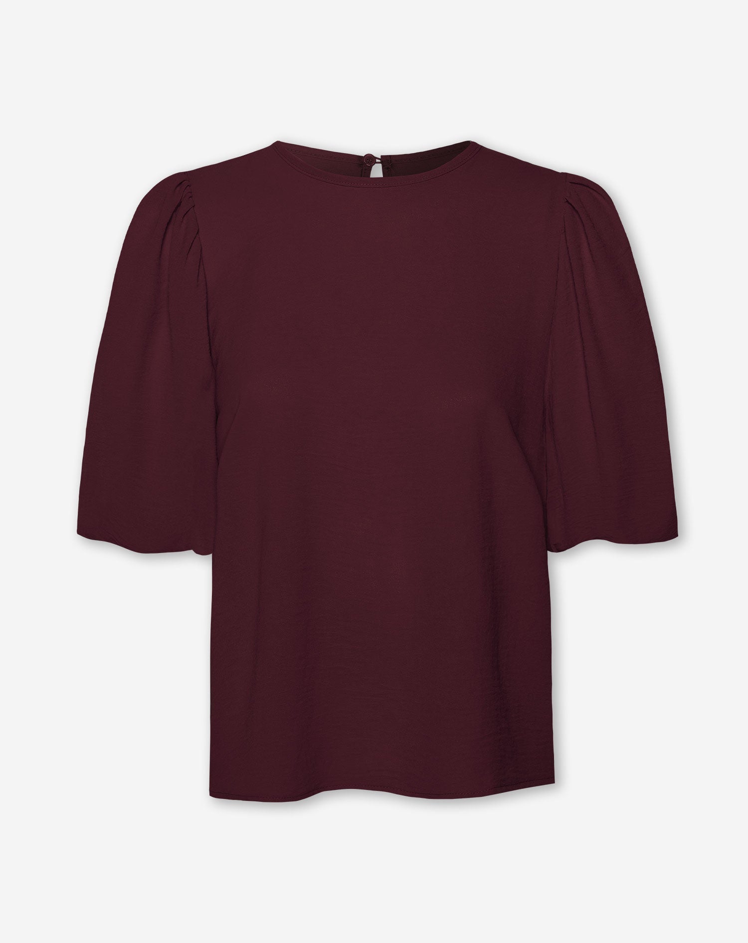 PUFF SLEEVE TOP DONKER BURGUNDY