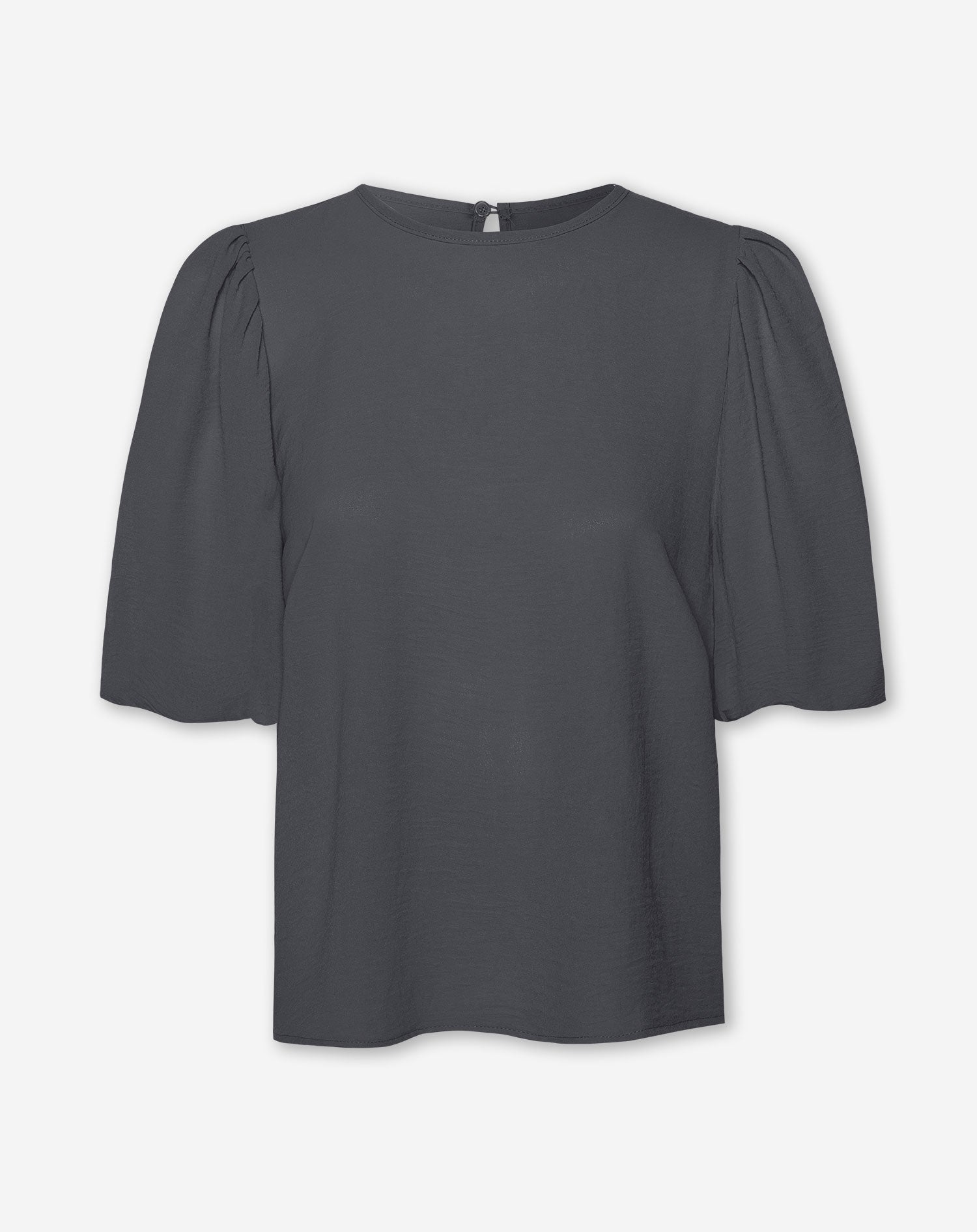 PUFF SLEEVE TOP DONKERGRIJS