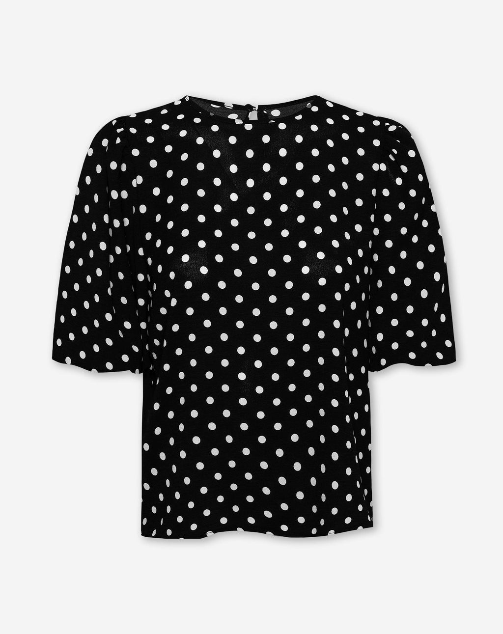 DOT PUFF SLEEVE TOP ZWART