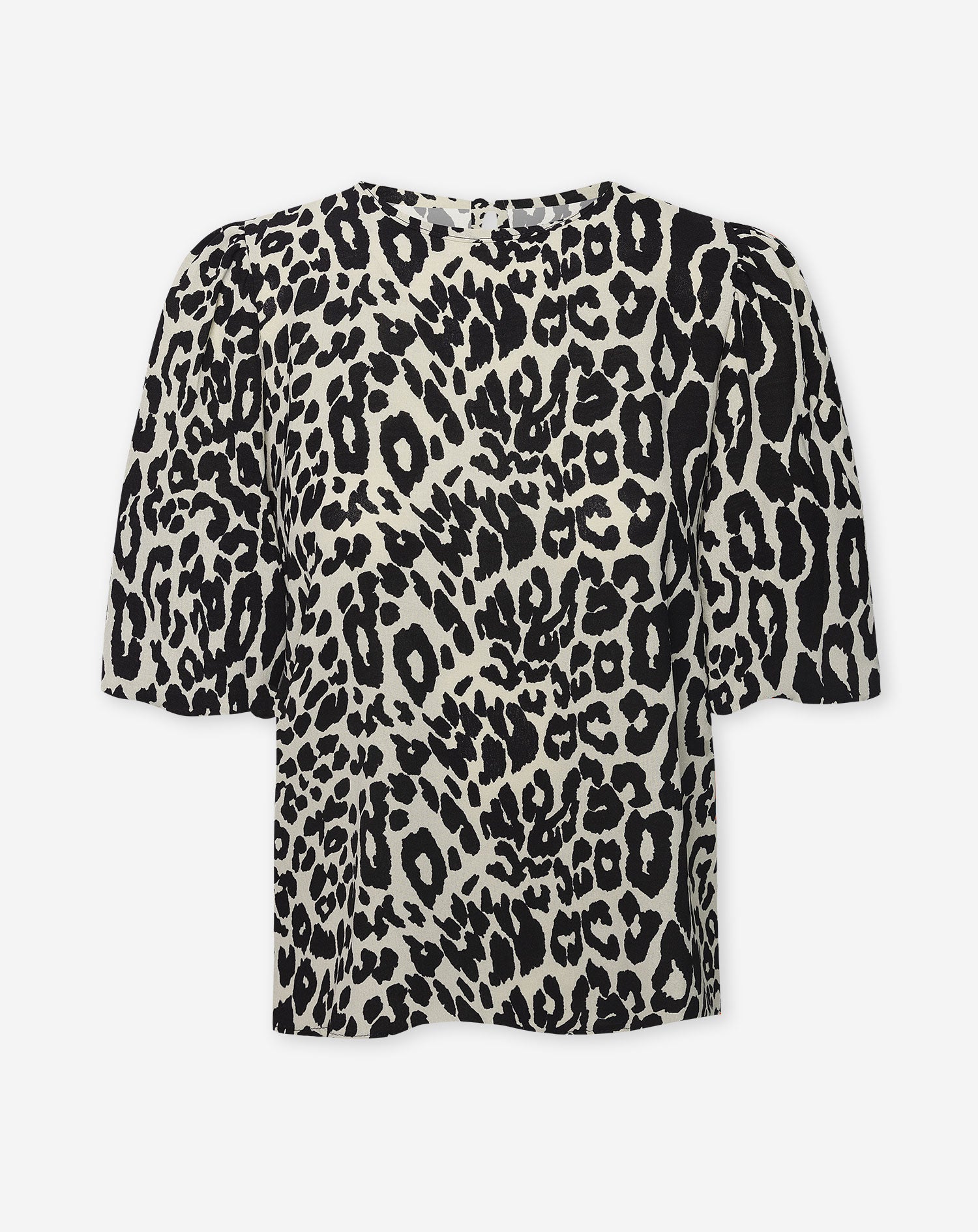 LEOPARD PUFF SLEEVE TOP BEIGE
