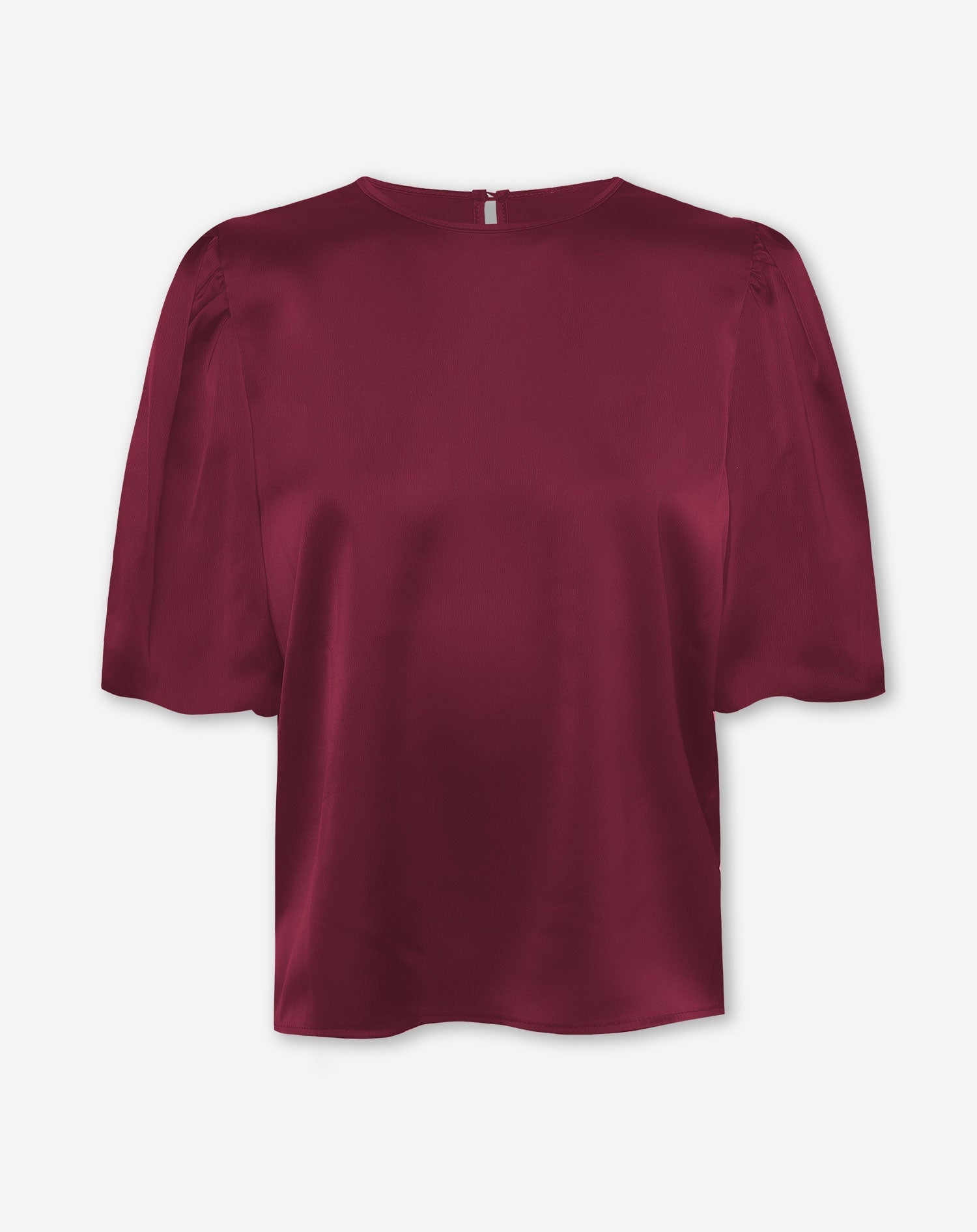 SATIN PUFF SLEEVE TOP BORDEAUX