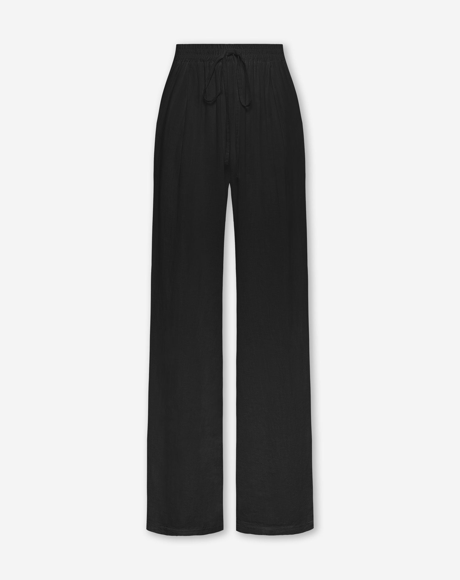 LINEN WIDE LEG PANTS ZWART