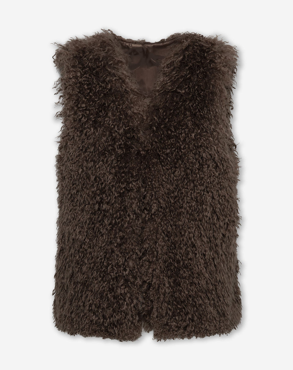 HAIRY GILET DONKERBRUIN