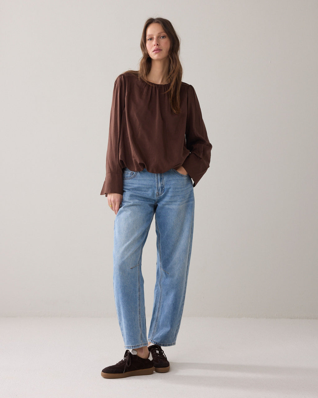 Geplooide top met glans