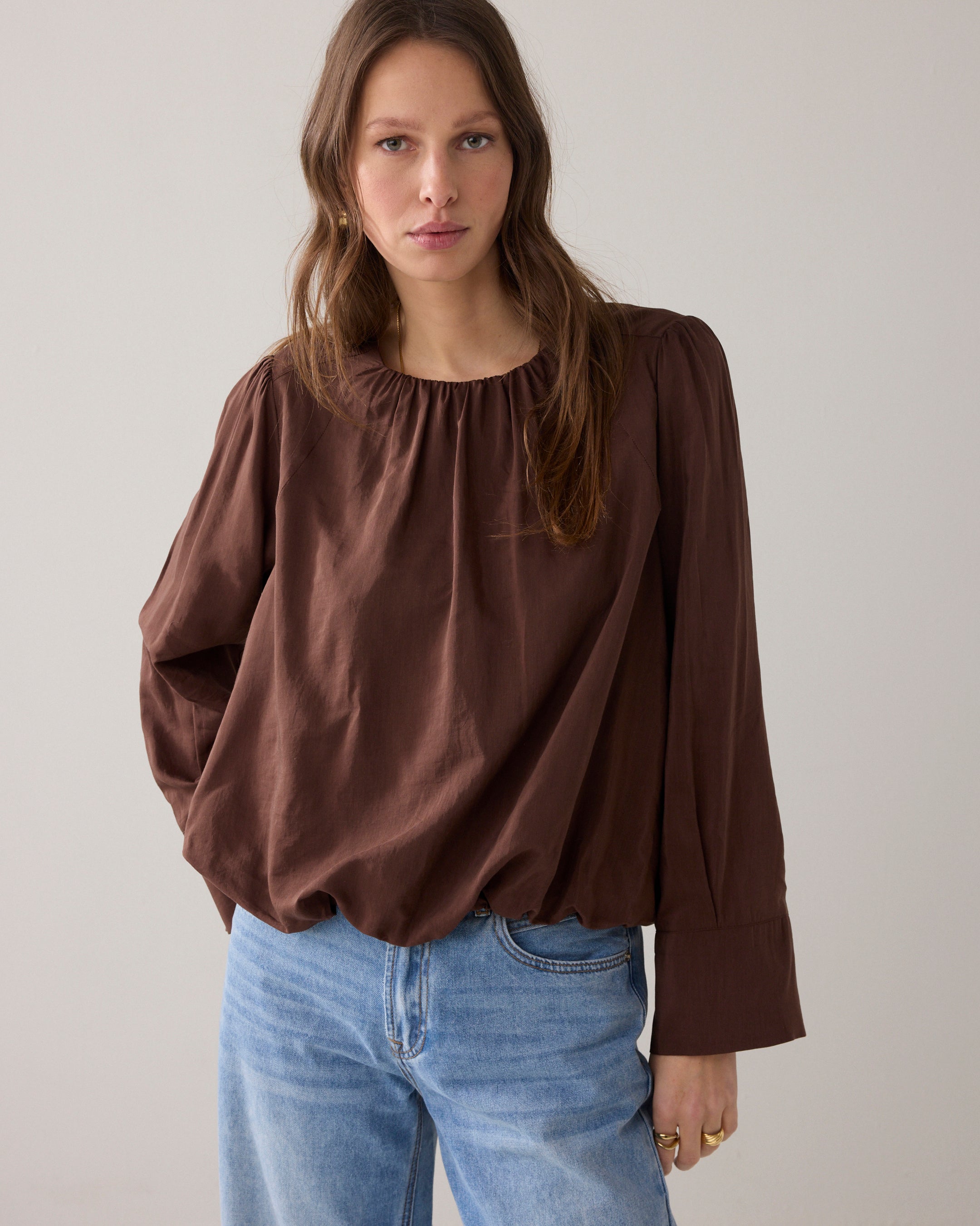 Geplooide top met glans