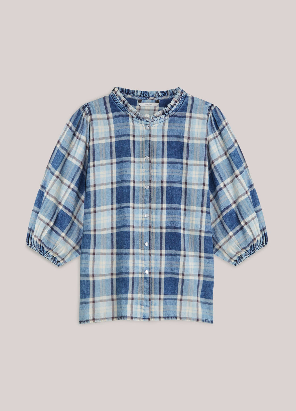 Ruitjesblouse met pofmouw