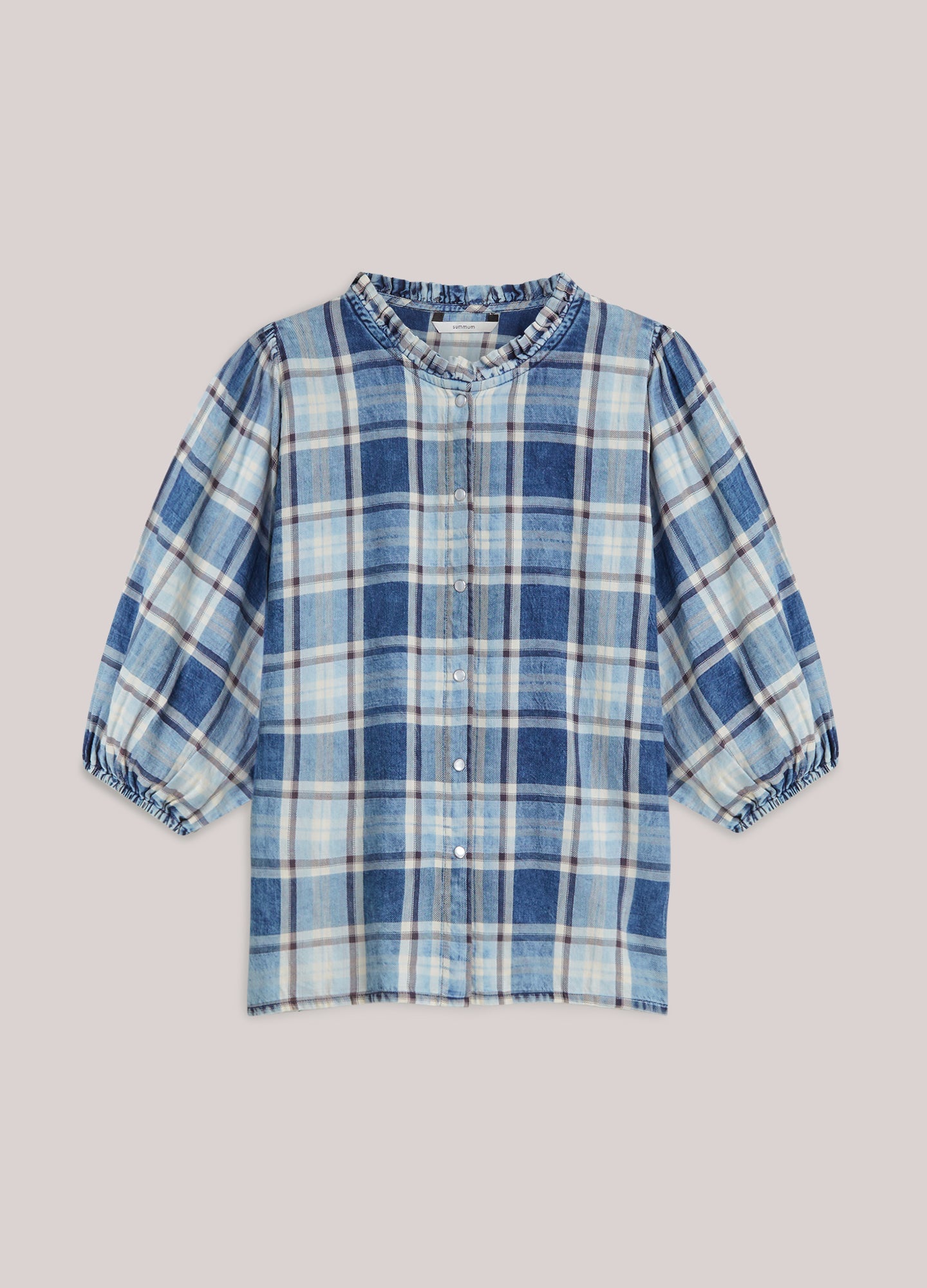 Ruitjesblouse met pofmouw