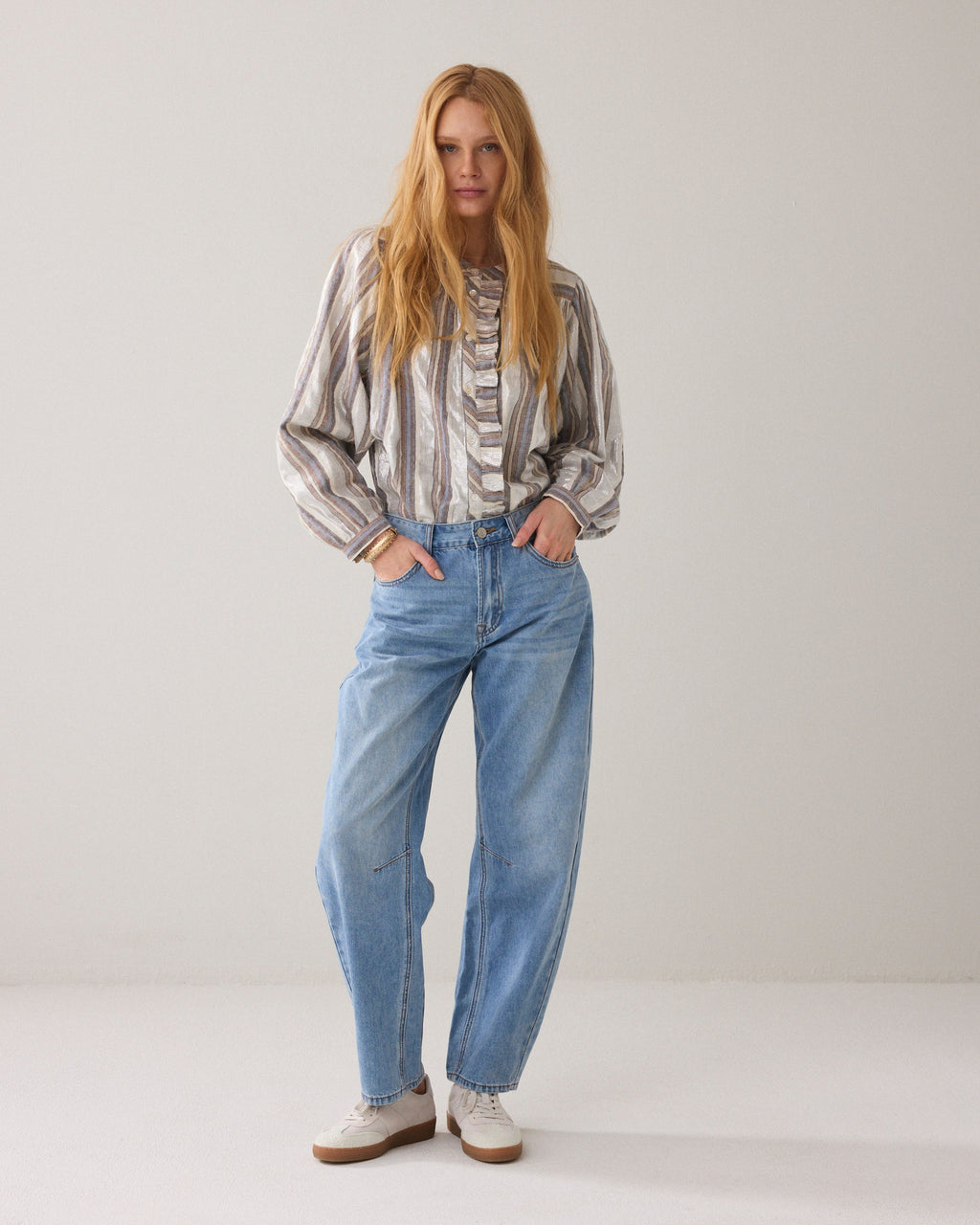 Streepjesblouse lurex
