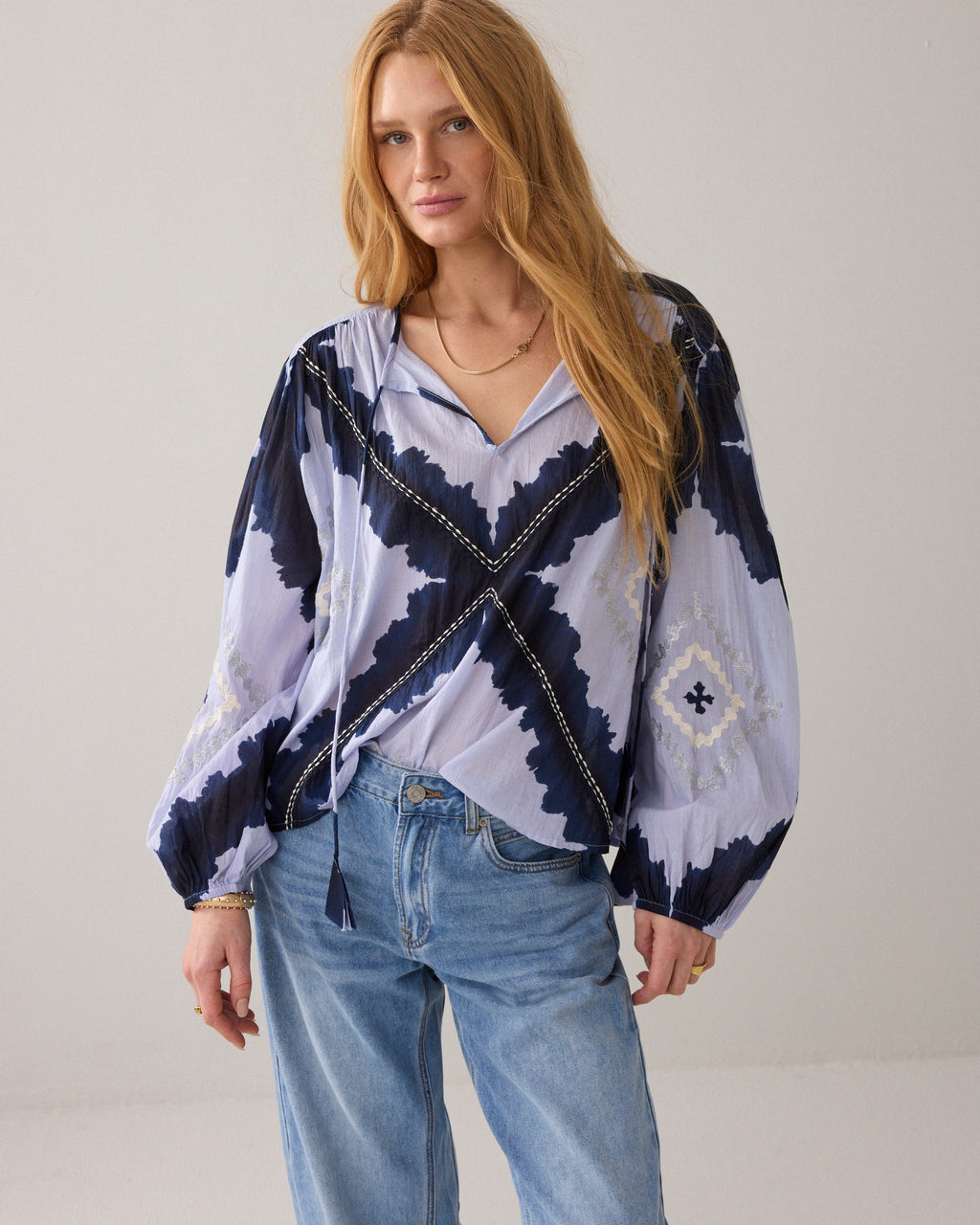 Tie-dye blouse katoenvoile