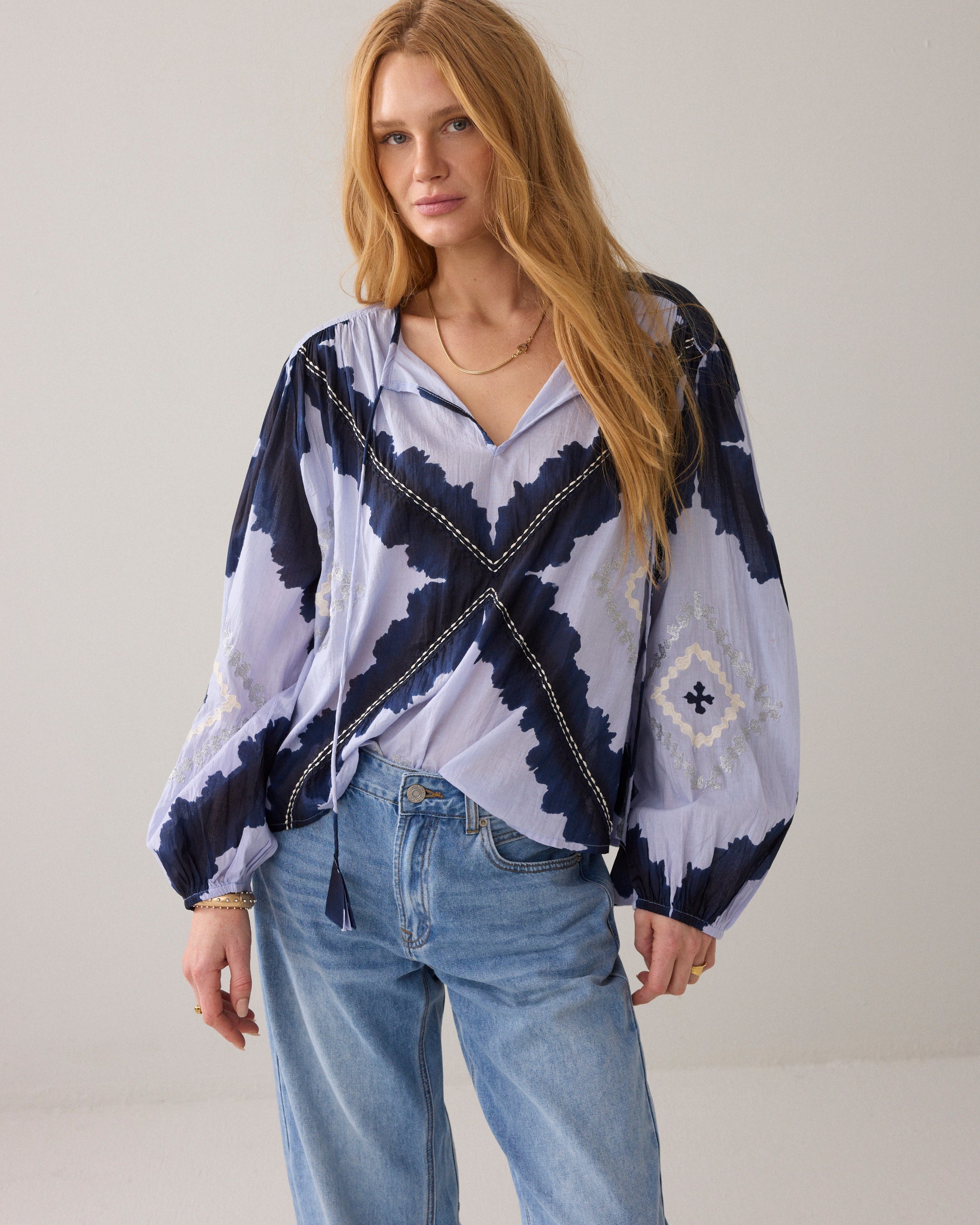 Tie-dye blouse katoenvoile
