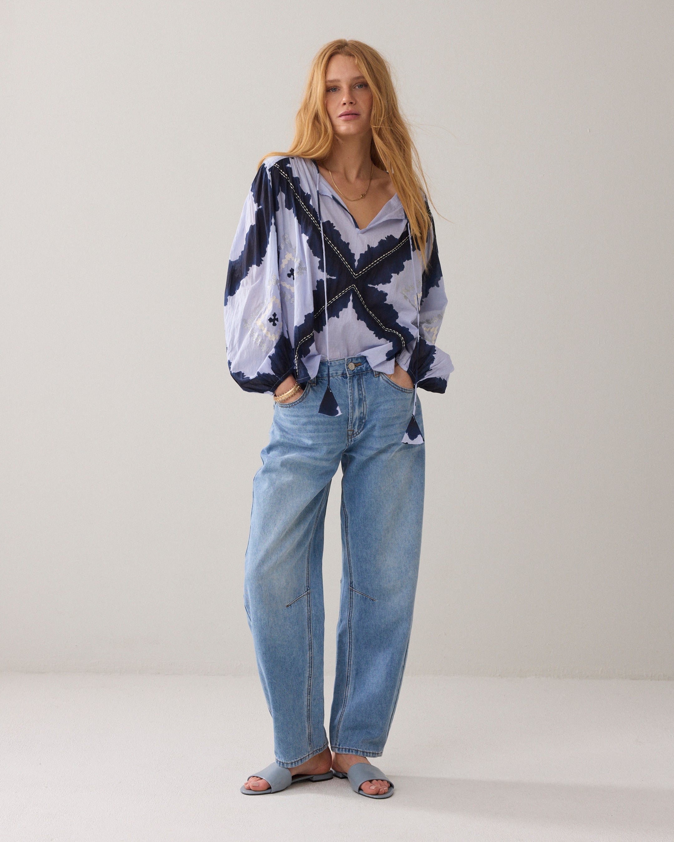 Tie-dye blouse katoenvoile