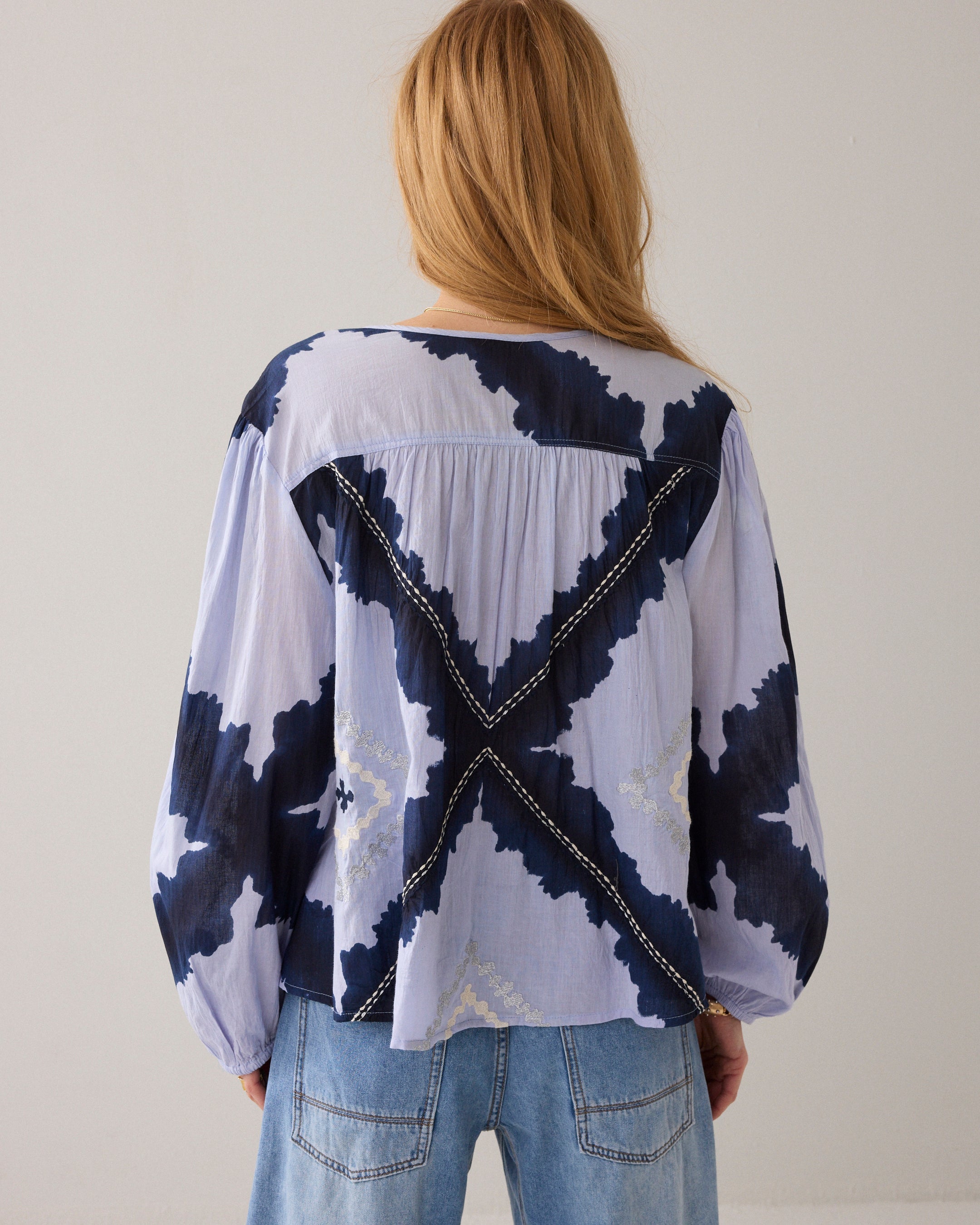 Tie-dye blouse katoenvoile