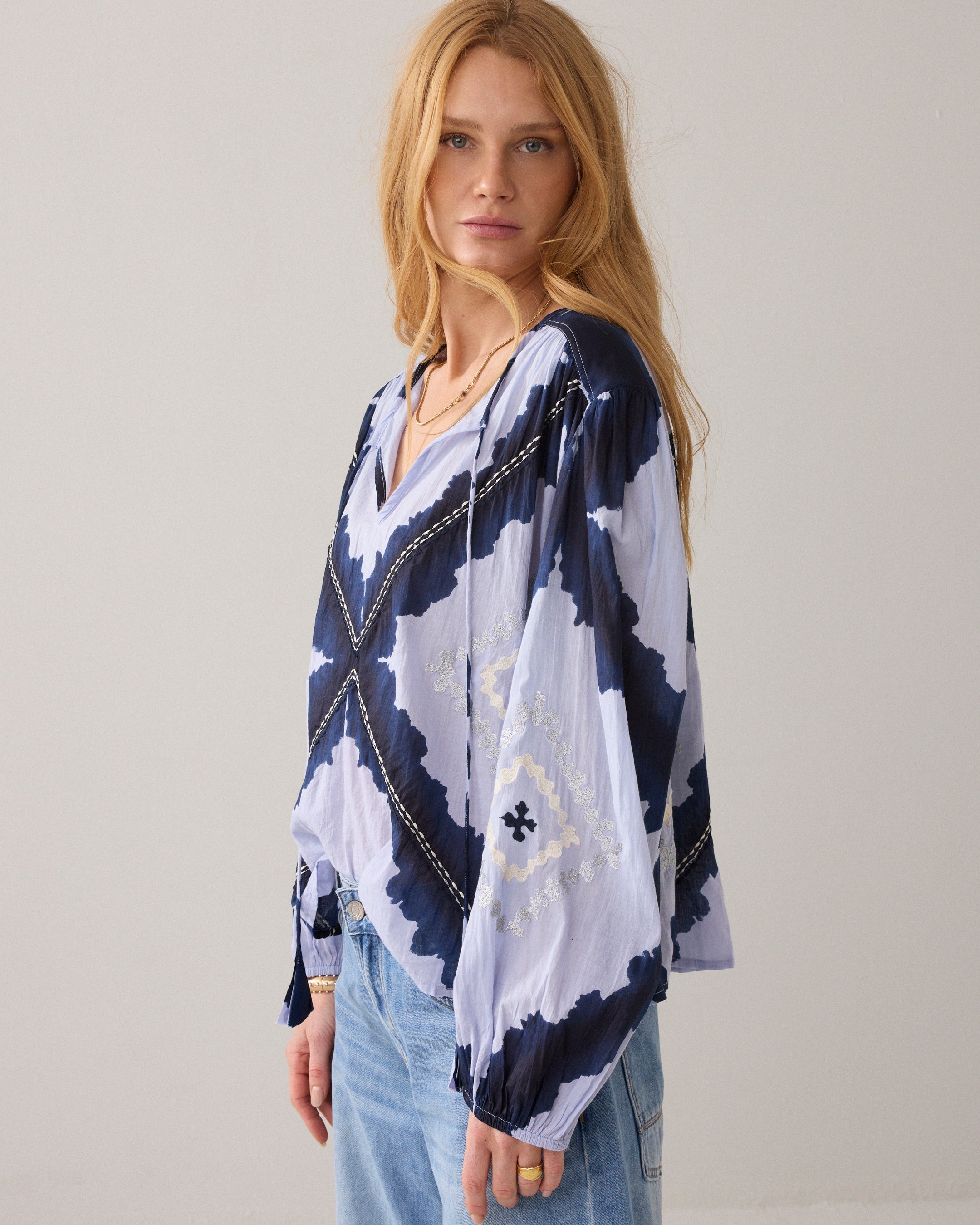 Tie-dye blouse katoenvoile