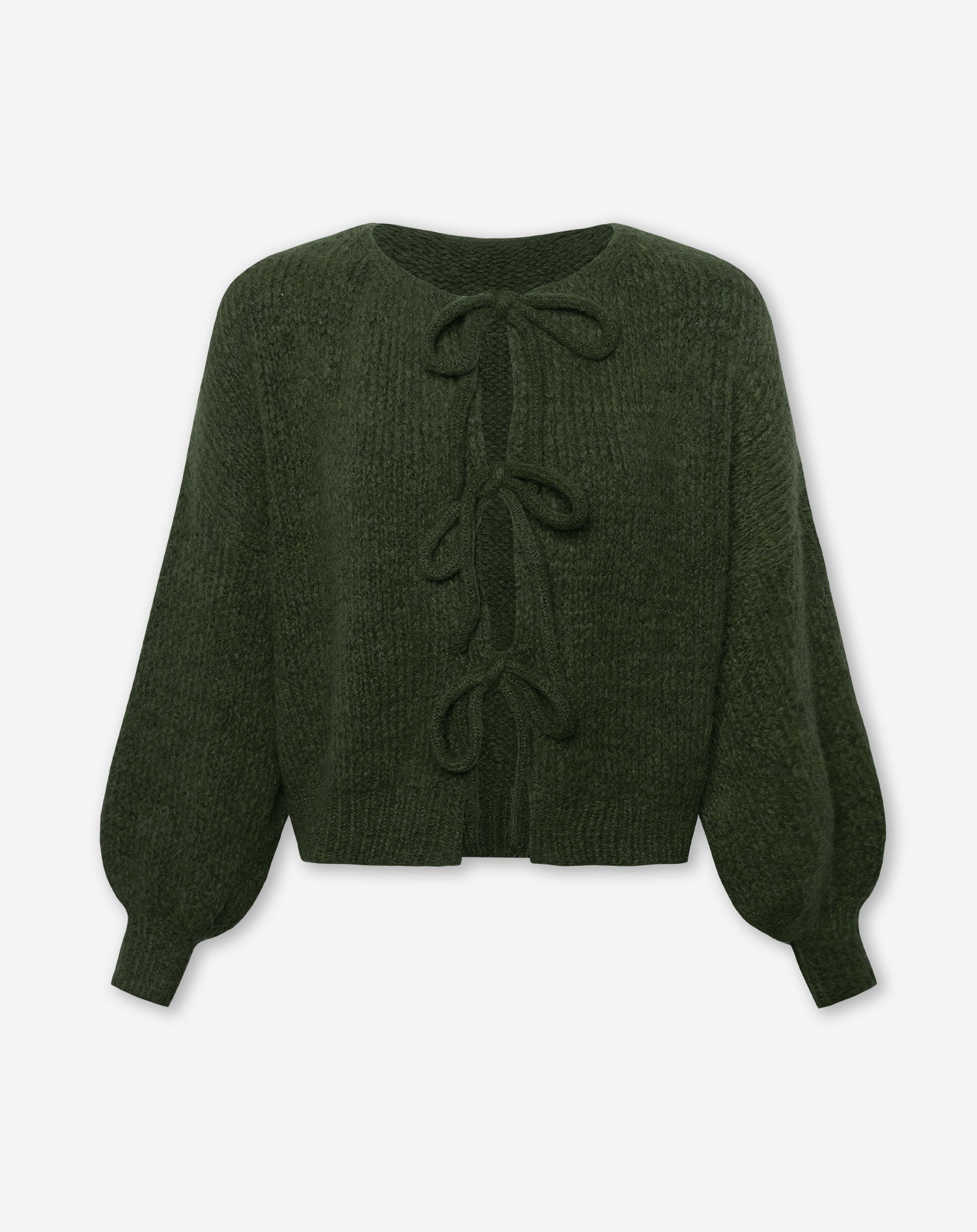 BOW CARDIGAN LEGERGROEN