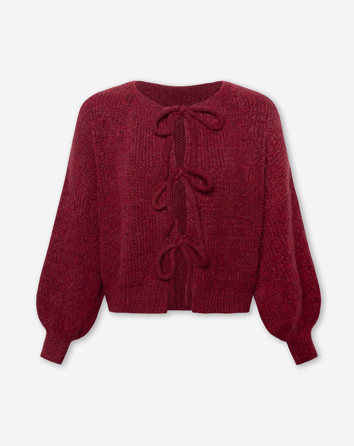 BOW CARDIGAN BURGUNDY