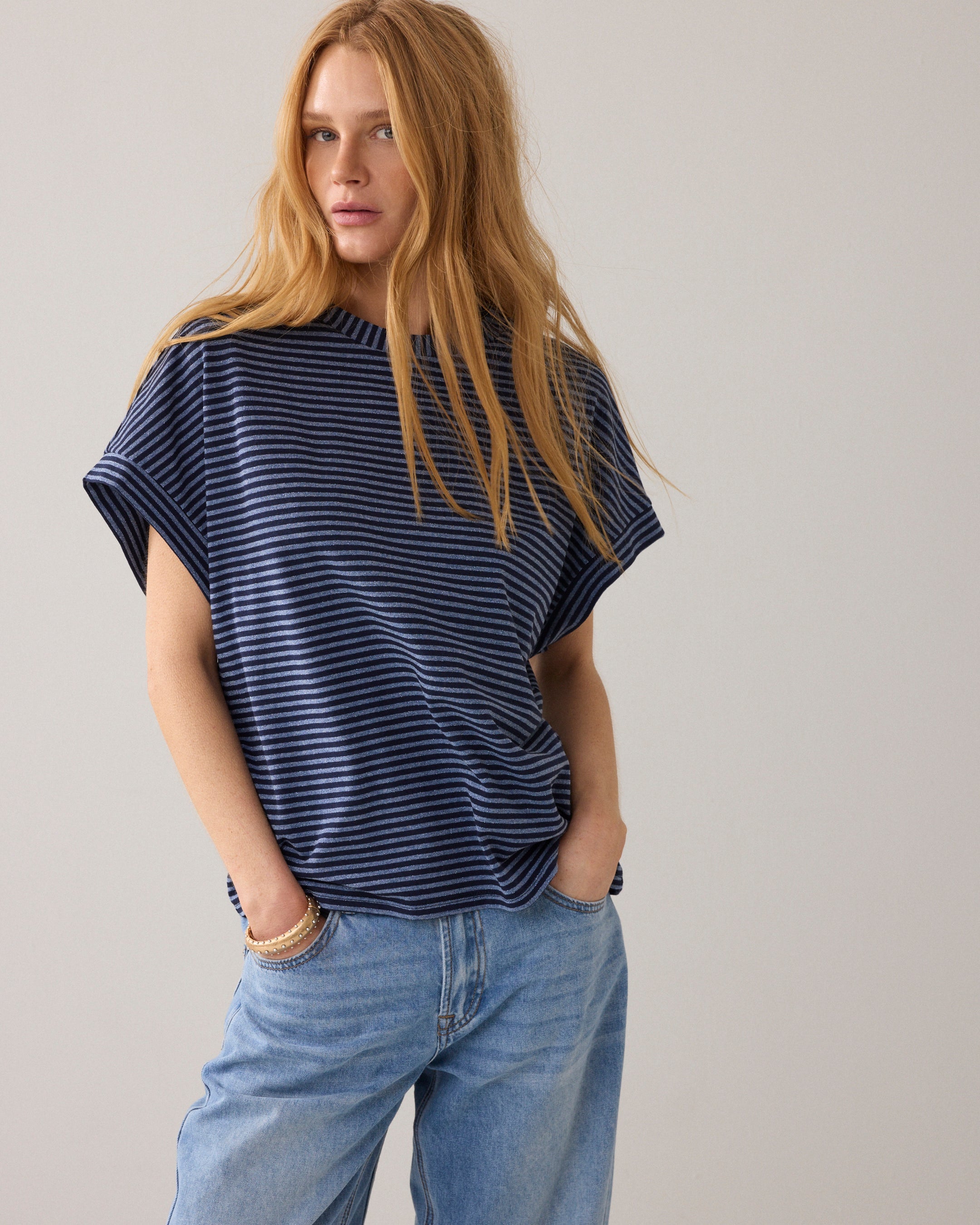 Two-tone top van Italiaanse stof