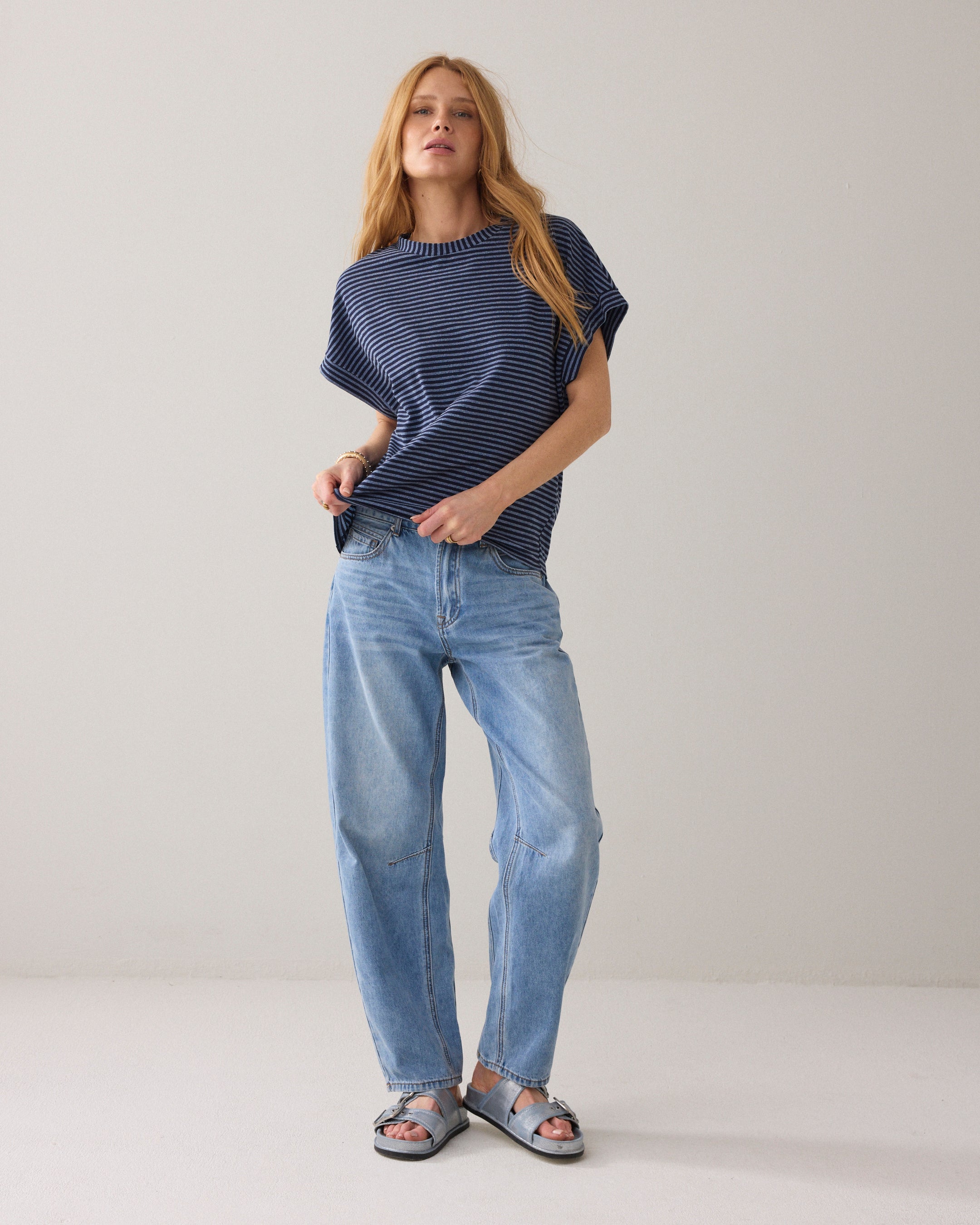 Two-tone top van Italiaanse stof