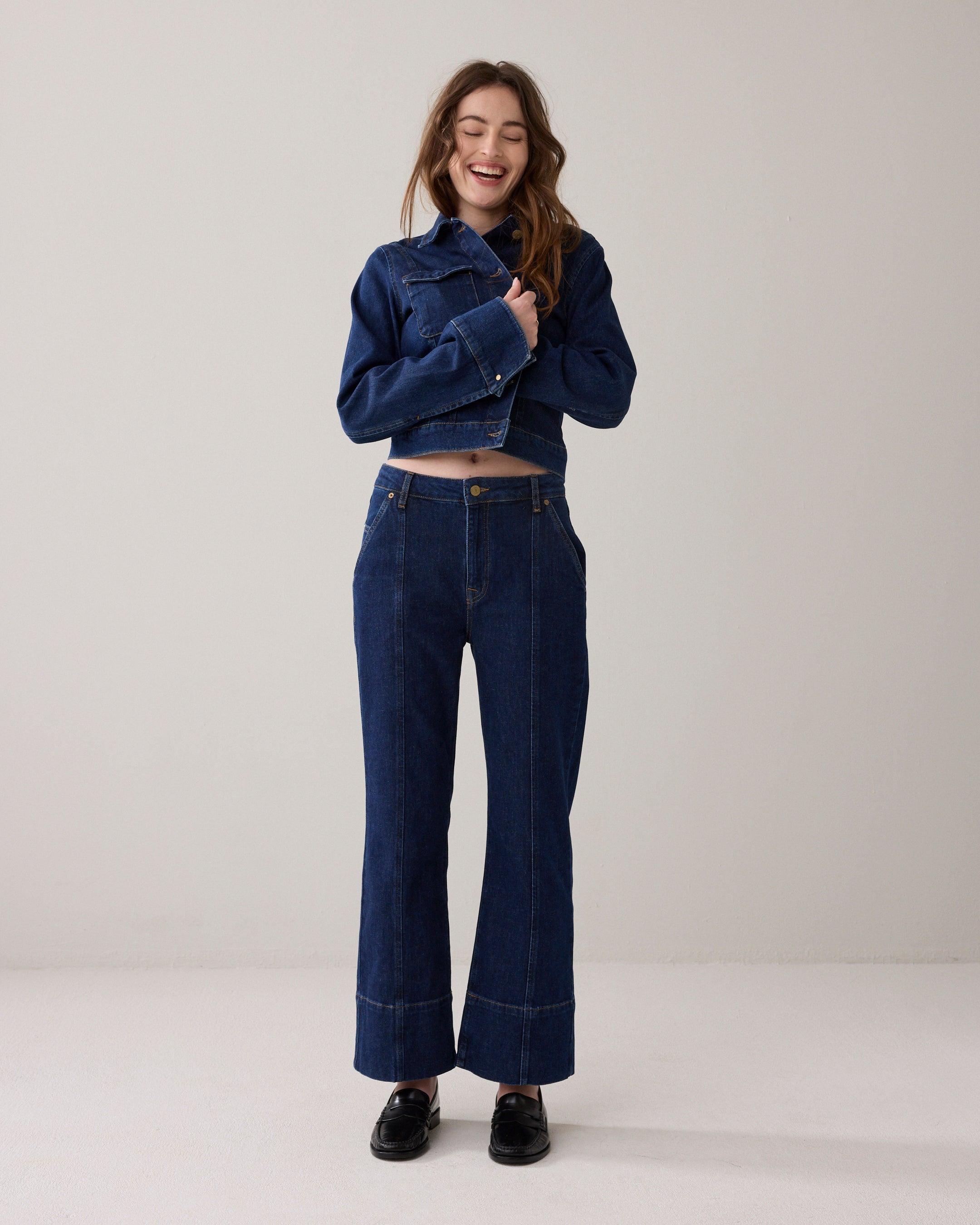 Flared jeans rinse denim