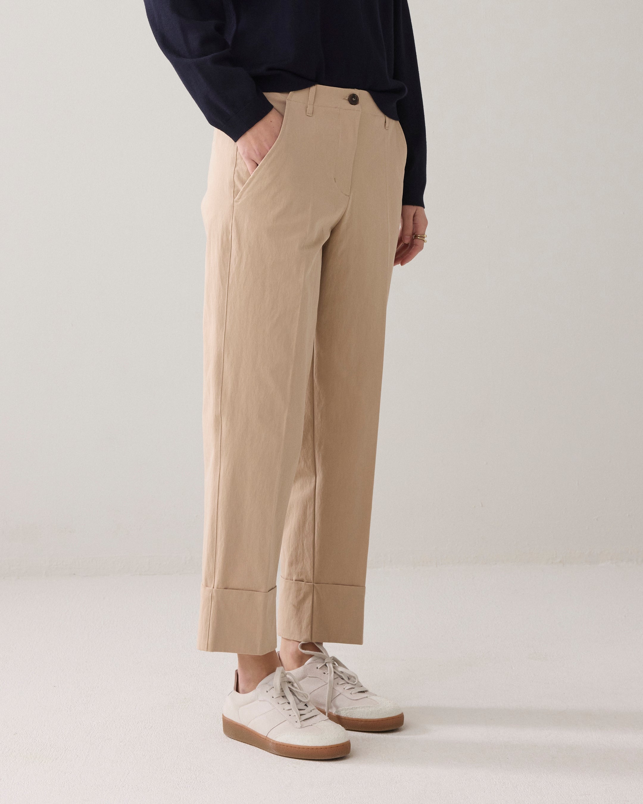 Glanzende broek met rechte pijp