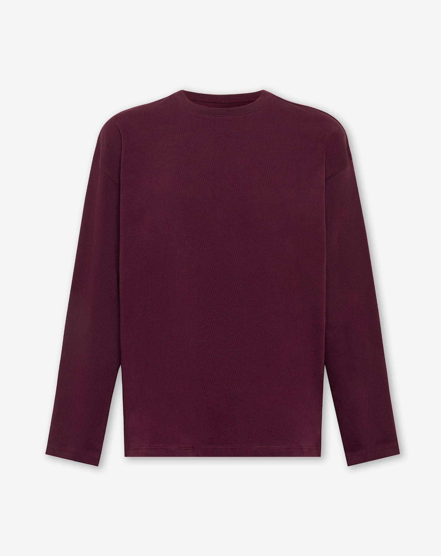 BASIC LANGE MOUWEN HOGE KRAAG TEE DONKER BURGUNDY