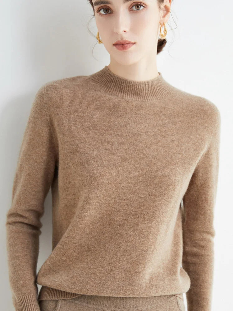 Merinowollen Mock-Neck Trui – Zachte Elegante Basic