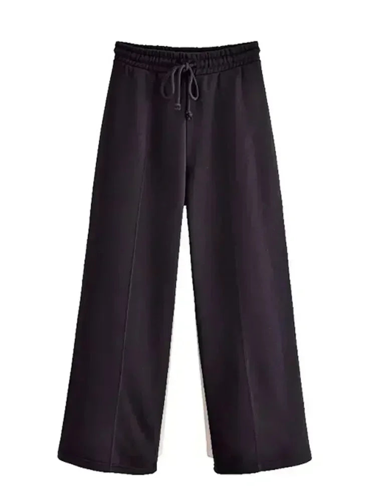 2025 Winter Damesmode Sets 2-delig Fleece Sweatshirt Gevoerd Stretch Bomberjack + Hoge Taille Wilde Vrouwelijke Broek