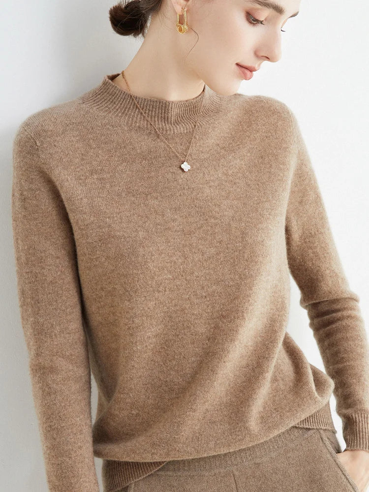 Merinowollen Mock-Neck Trui – Zachte Elegante Basic