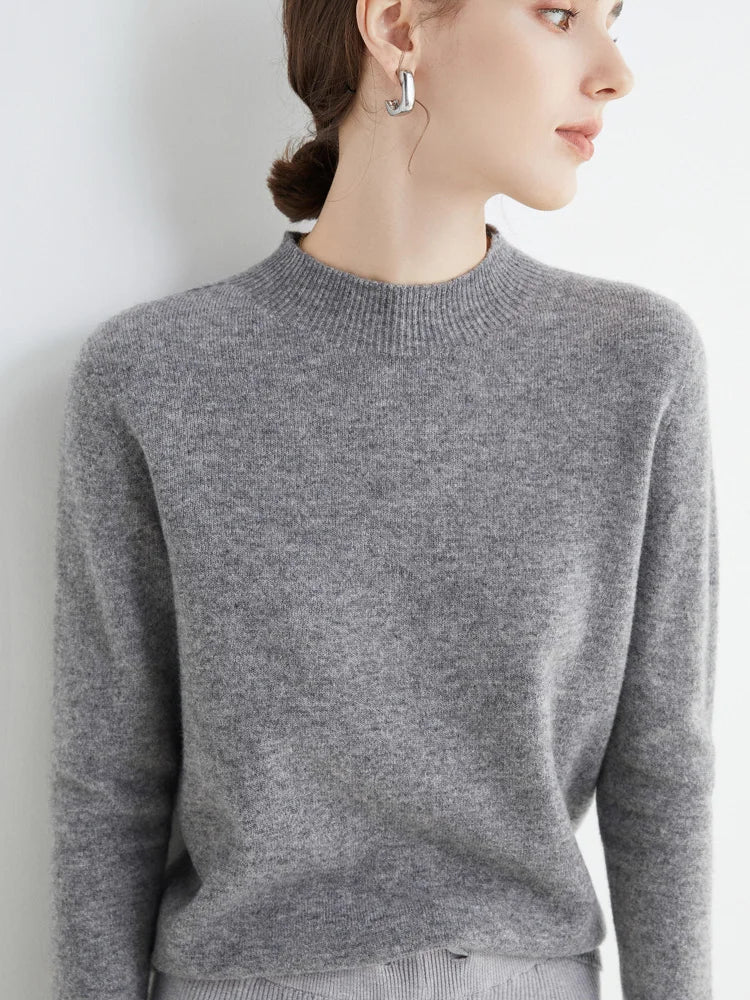 Merinowollen Mock-Neck Trui – Zachte Elegante Basic