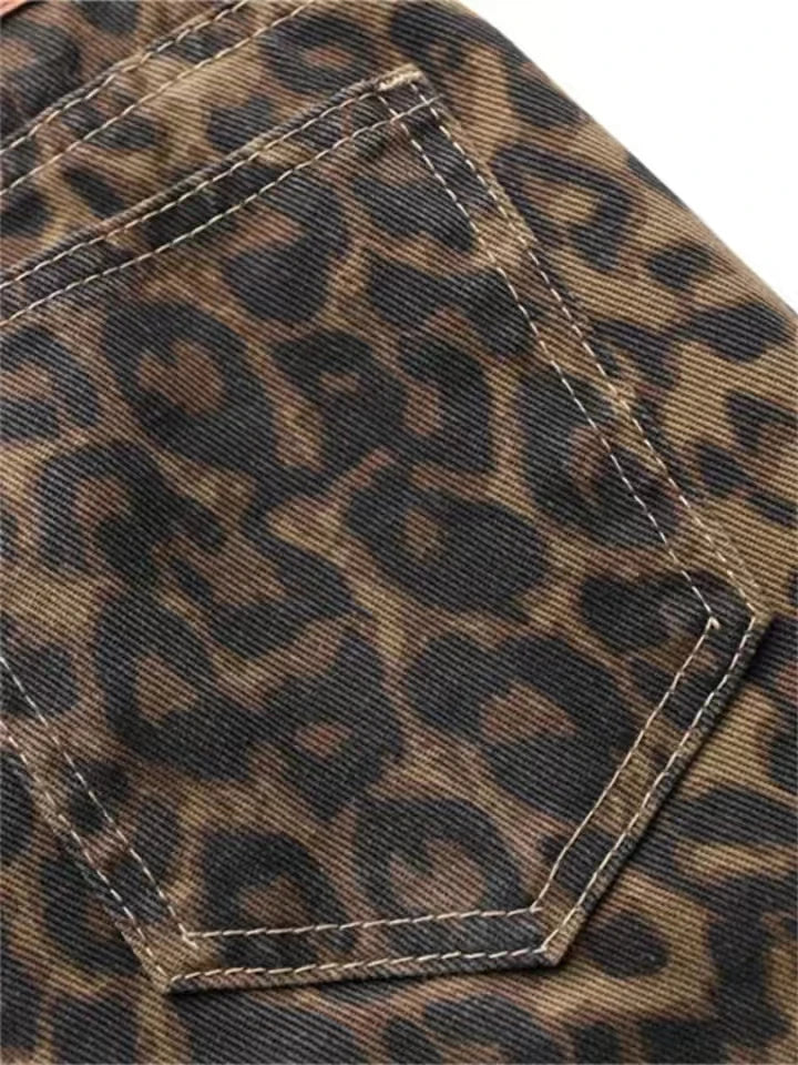 Tan Luipaard Jeans – Oversize &amp; Wijde Pijpen
