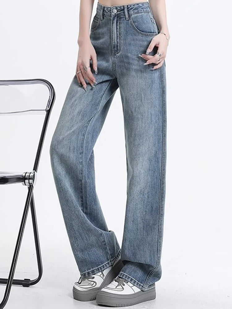 Hoge Taille Wijde Pijpen Jeans – Retro & Comfortabel