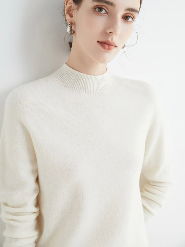 Merinowollen Mock-Neck Trui – Zachte Elegante Basic