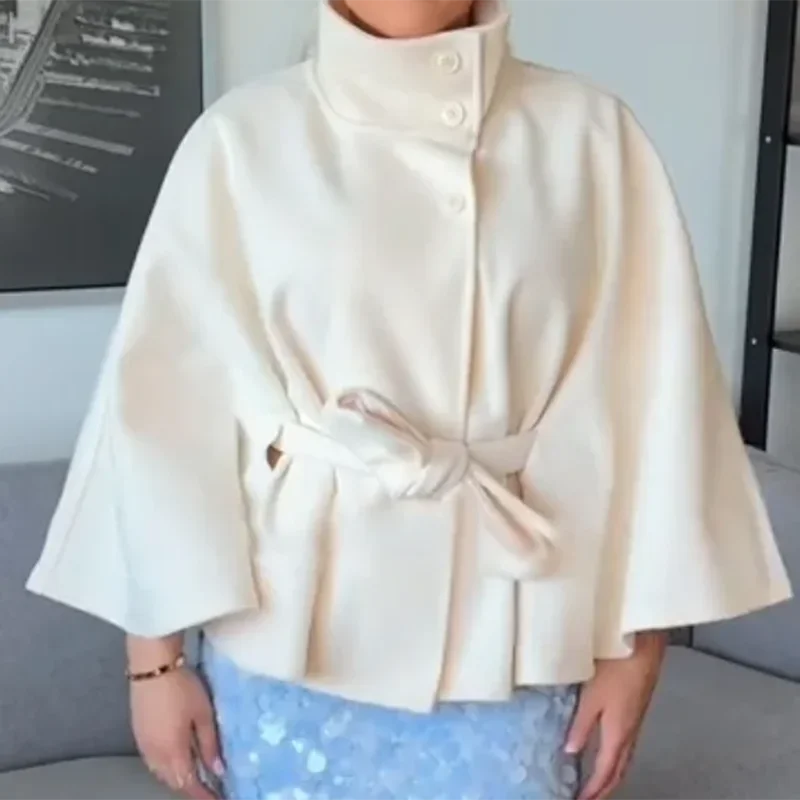Elegante Cape Jas met Riem – Tijdloze Damesmantel