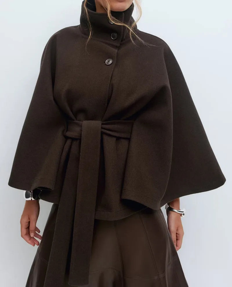 Elegante Cape Jas met Riem – Tijdloze Damesmantel