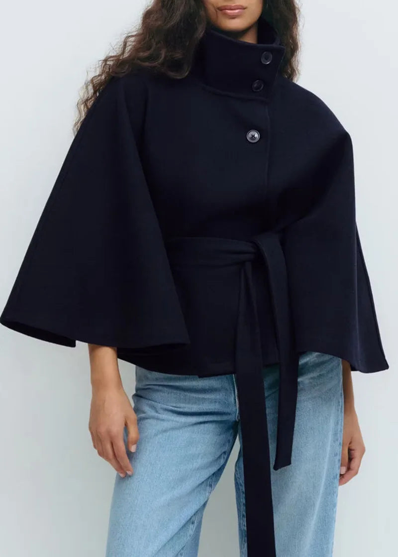 Elegante Cape Jas met Riem – Tijdloze Damesmantel
