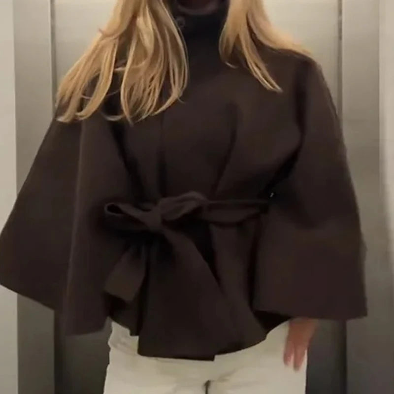 Elegante Cape Jas met Riem – Tijdloze Damesmantel