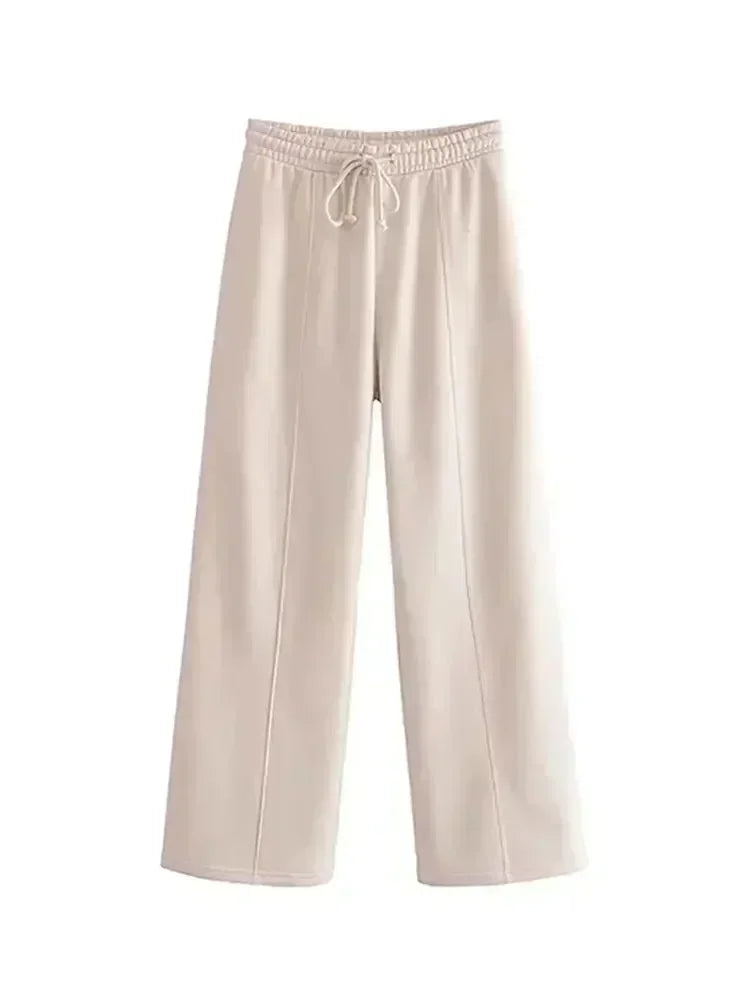 2025 Winter Damesmode Sets 2-delig Fleece Sweatshirt Gevoerd Stretch Bomberjack + Hoge Taille Wilde Vrouwelijke Broek