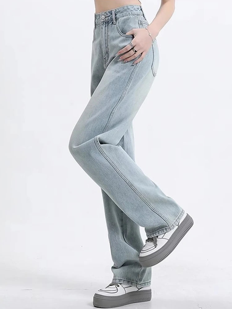 Hoge Taille Wijde Pijpen Jeans – Retro & Comfortabel