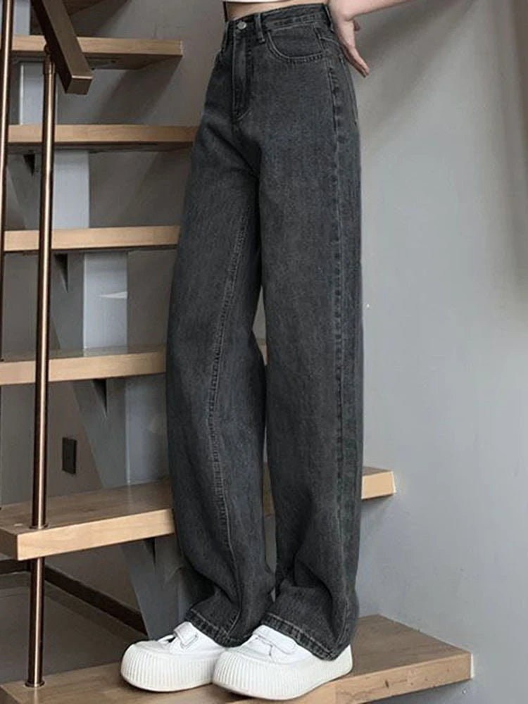 Hoge Taille Wijde Pijpen Jeans – Retro & Comfortabel