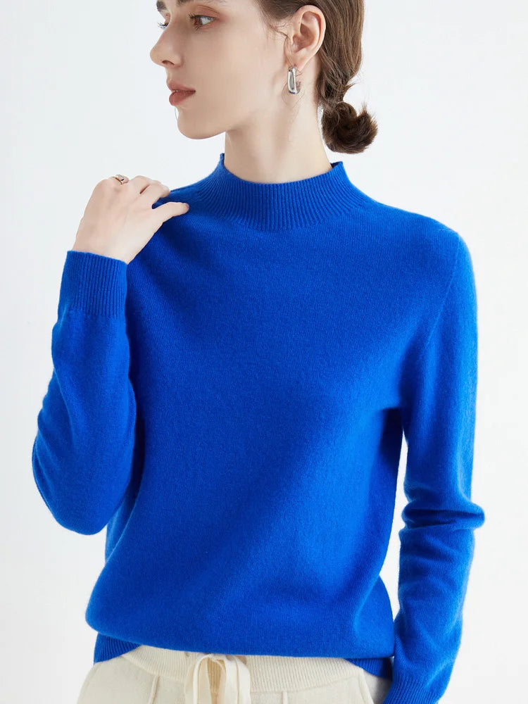 Merinowollen Mock-Neck Trui – Zachte Elegante Basic