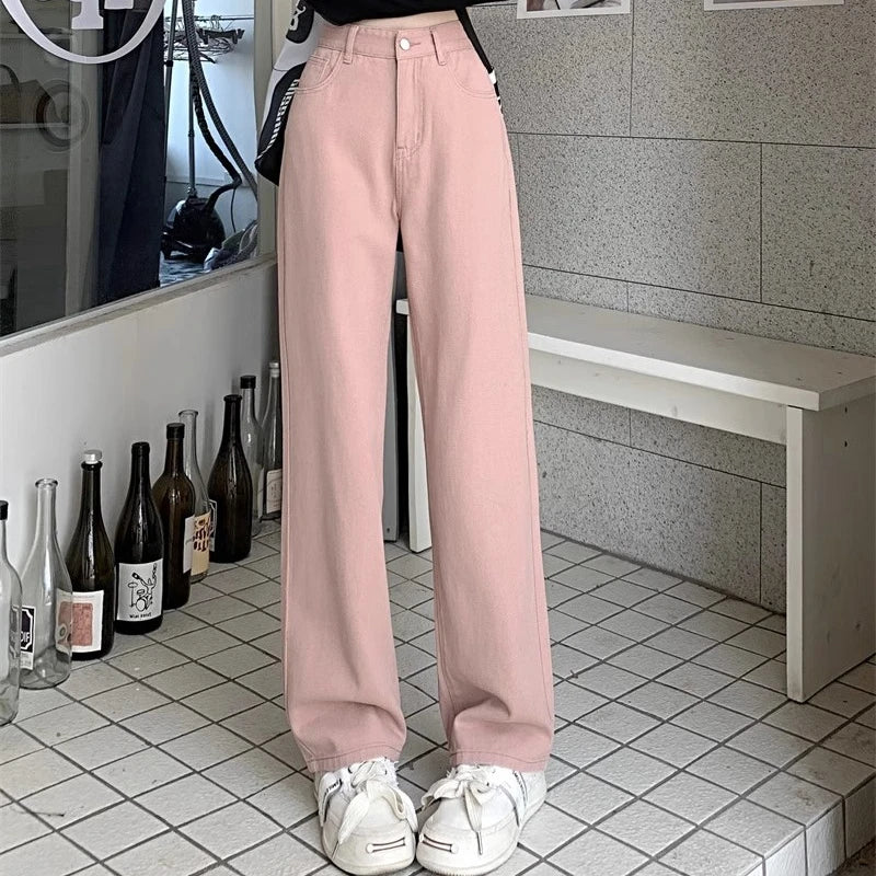 Hoge Taille Wijde Pijpen Jeans – Retro & Comfortabel