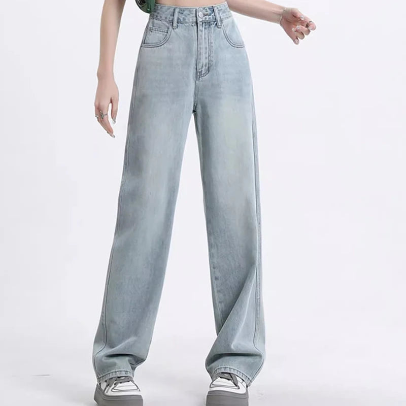 Hoge Taille Wijde Pijpen Jeans – Retro & Comfortabel