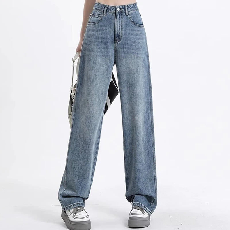 Hoge Taille Wijde Pijpen Jeans – Retro & Comfortabel