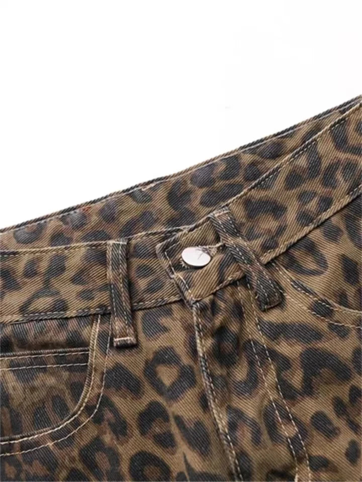 Tan Luipaard Jeans – Oversize &amp; Wijde Pijpen
