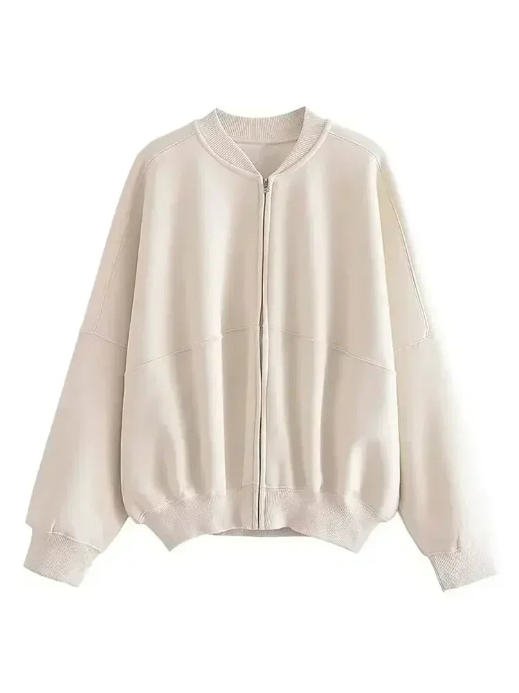 2025 Winter Damesmode Sets 2-delig Fleece Sweatshirt Gevoerd Stretch Bomberjack + Hoge Taille Wilde Vrouwelijke Broek