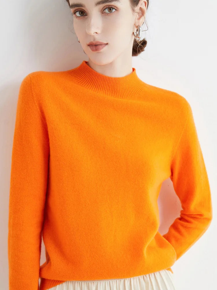 Merinowollen Mock-Neck Trui – Zachte Elegante Basic