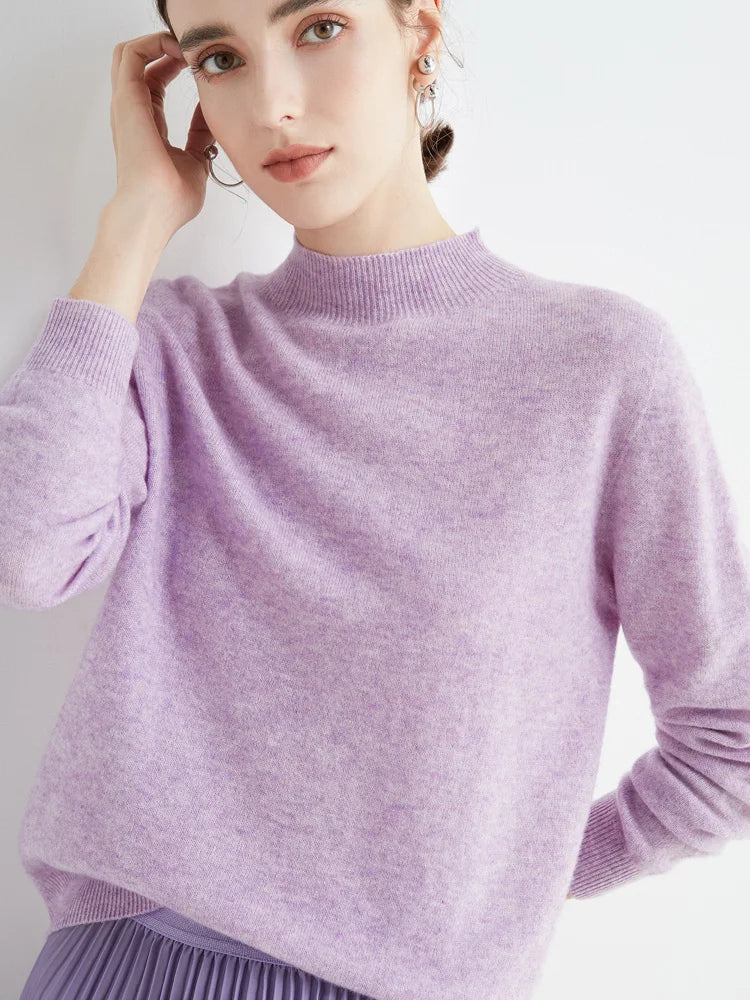 Merinowollen Mock-Neck Trui – Zachte Elegante Basic