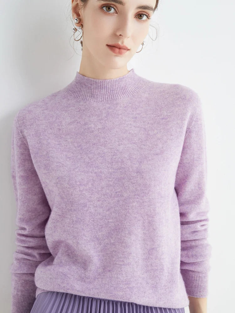 Merinowollen Mock-Neck Trui – Zachte Elegante Basic
