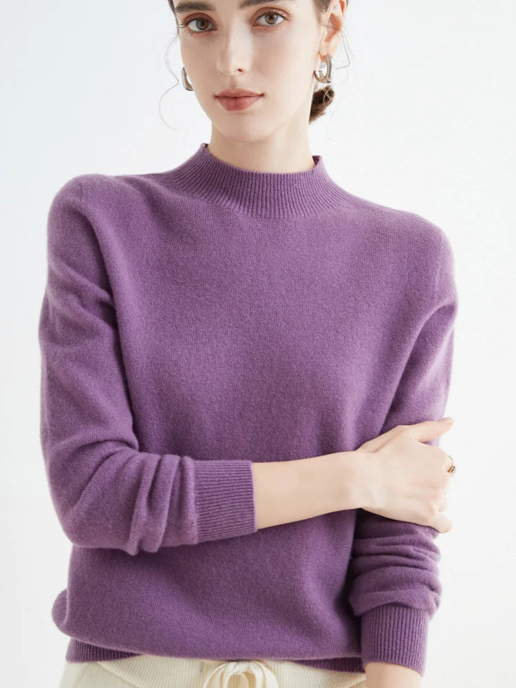 Merinowollen Mock-Neck Trui – Zachte Elegante Basic