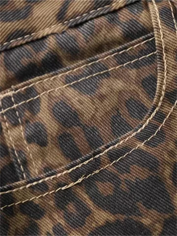 Tan Luipaard Jeans – Oversize &amp; Wijde Pijpen